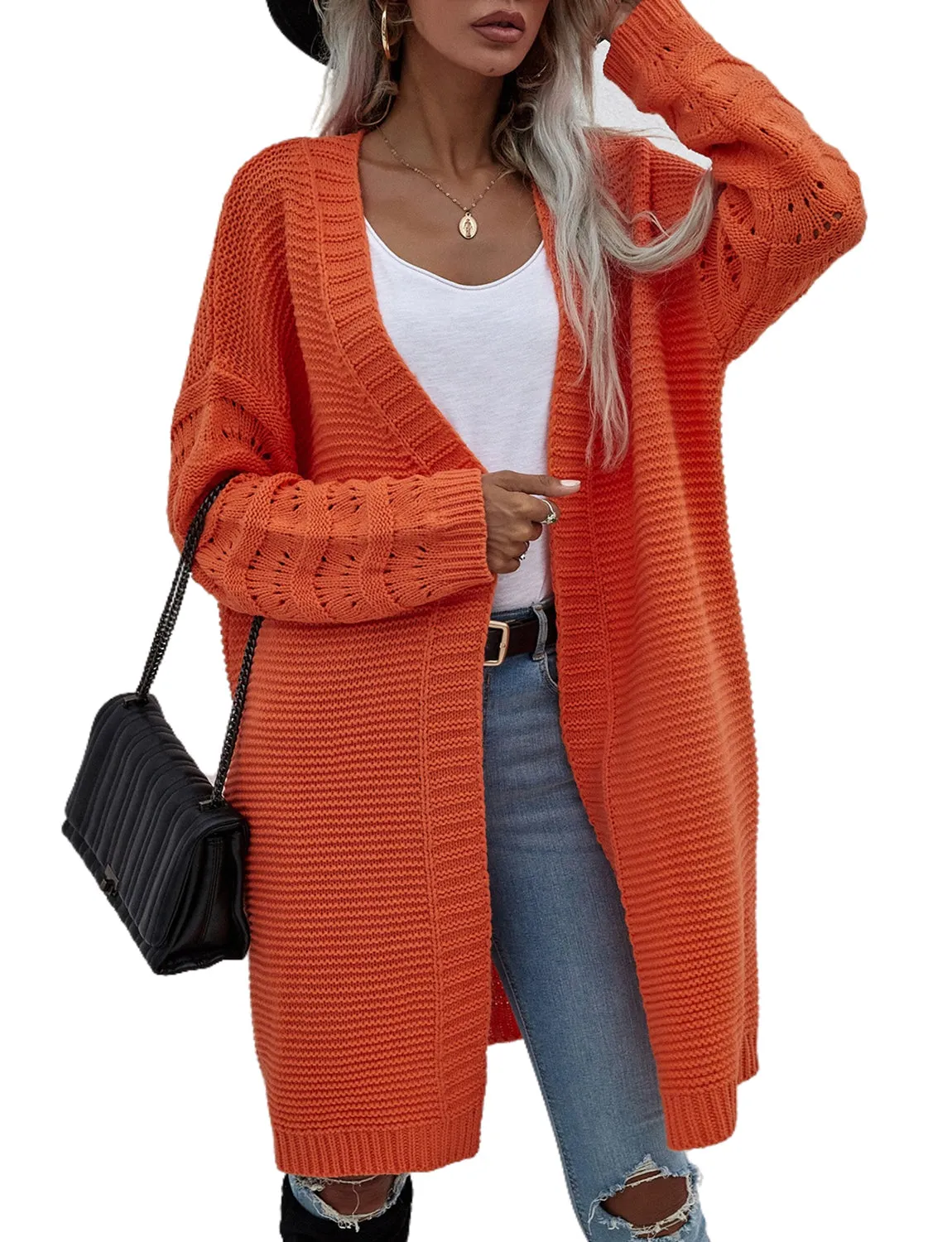 iB-iP Women's Oversize Cardigan Sweater Loose Casual Long Sleeve Solid Color Top