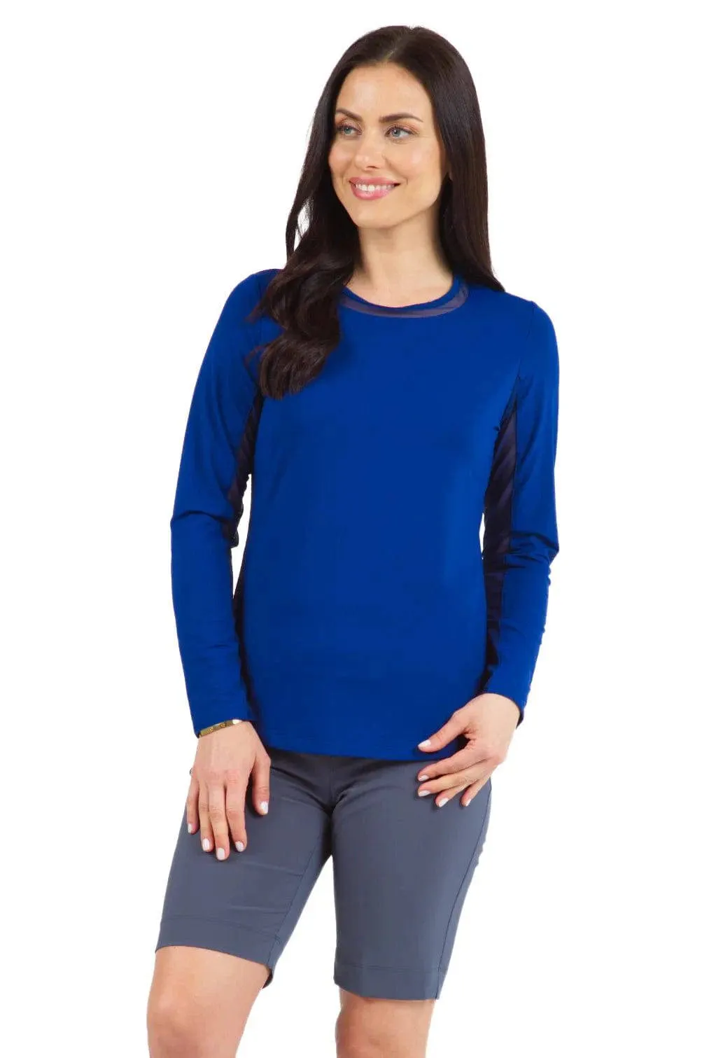 IBKUL Long Sleeve Crew Neck with Mesh