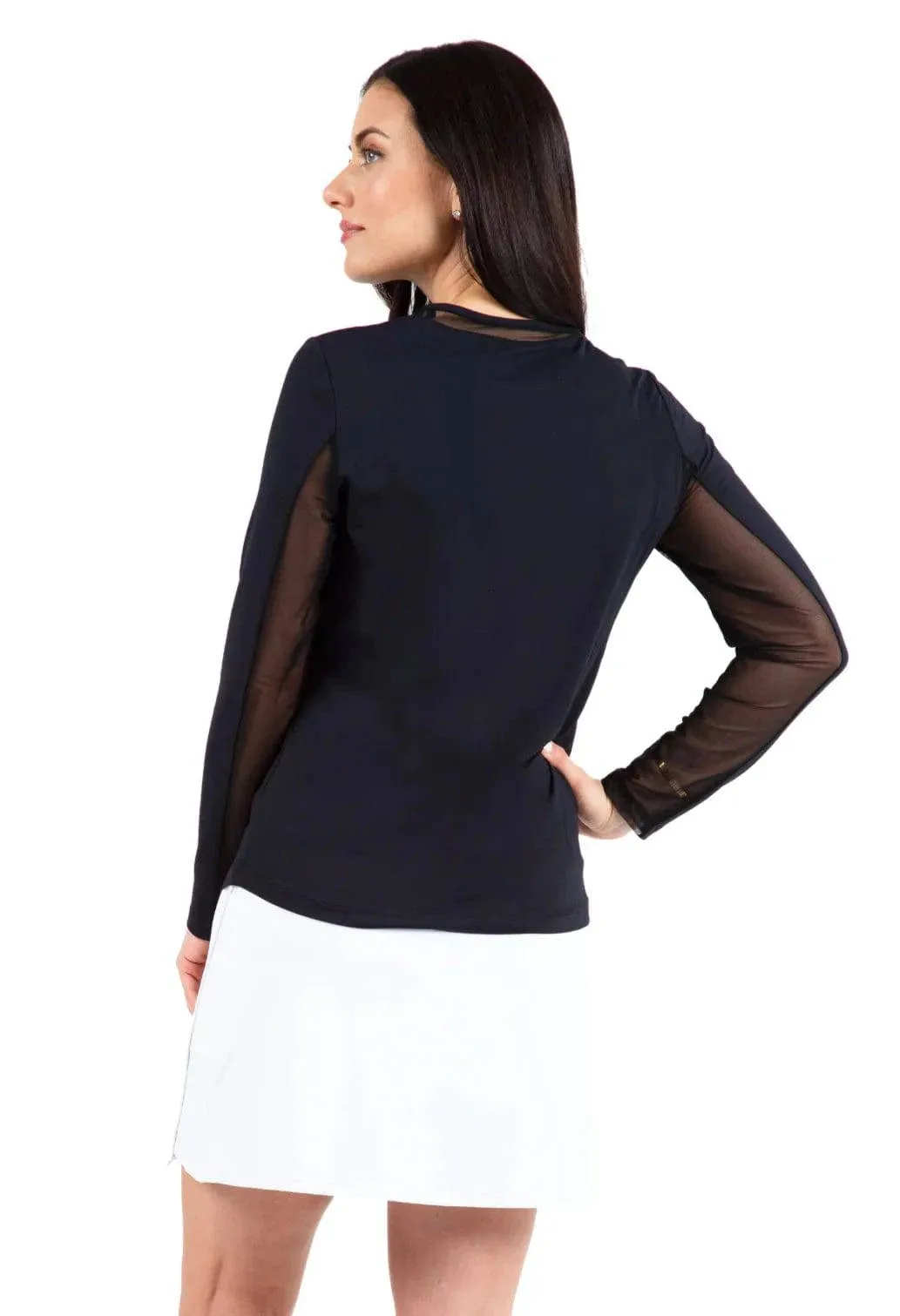 IBKUL Long Sleeve Crew Neck with Mesh