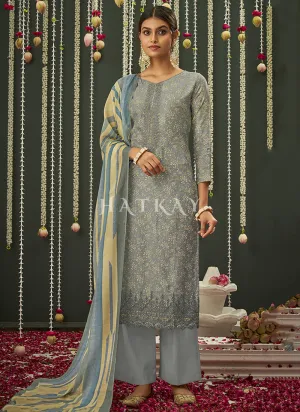 Ice Blue Embroidered Pakistani Salwar Kameez