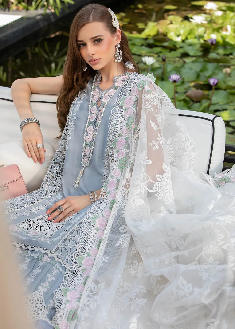 Ice Blue Embroidered Suit - Maria B Lawn Eid Collection 2023 - EL-23-10