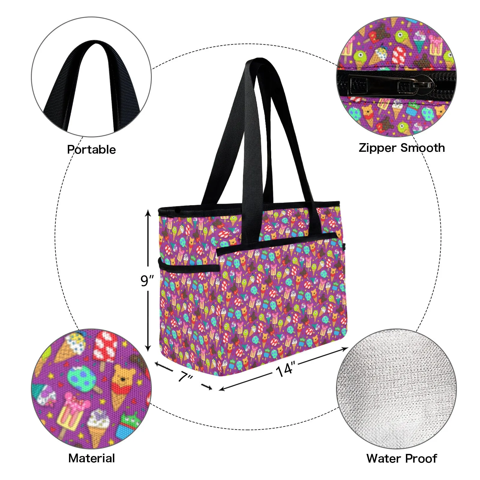 Ice Cream Large Capacity Insulated Tote Bag