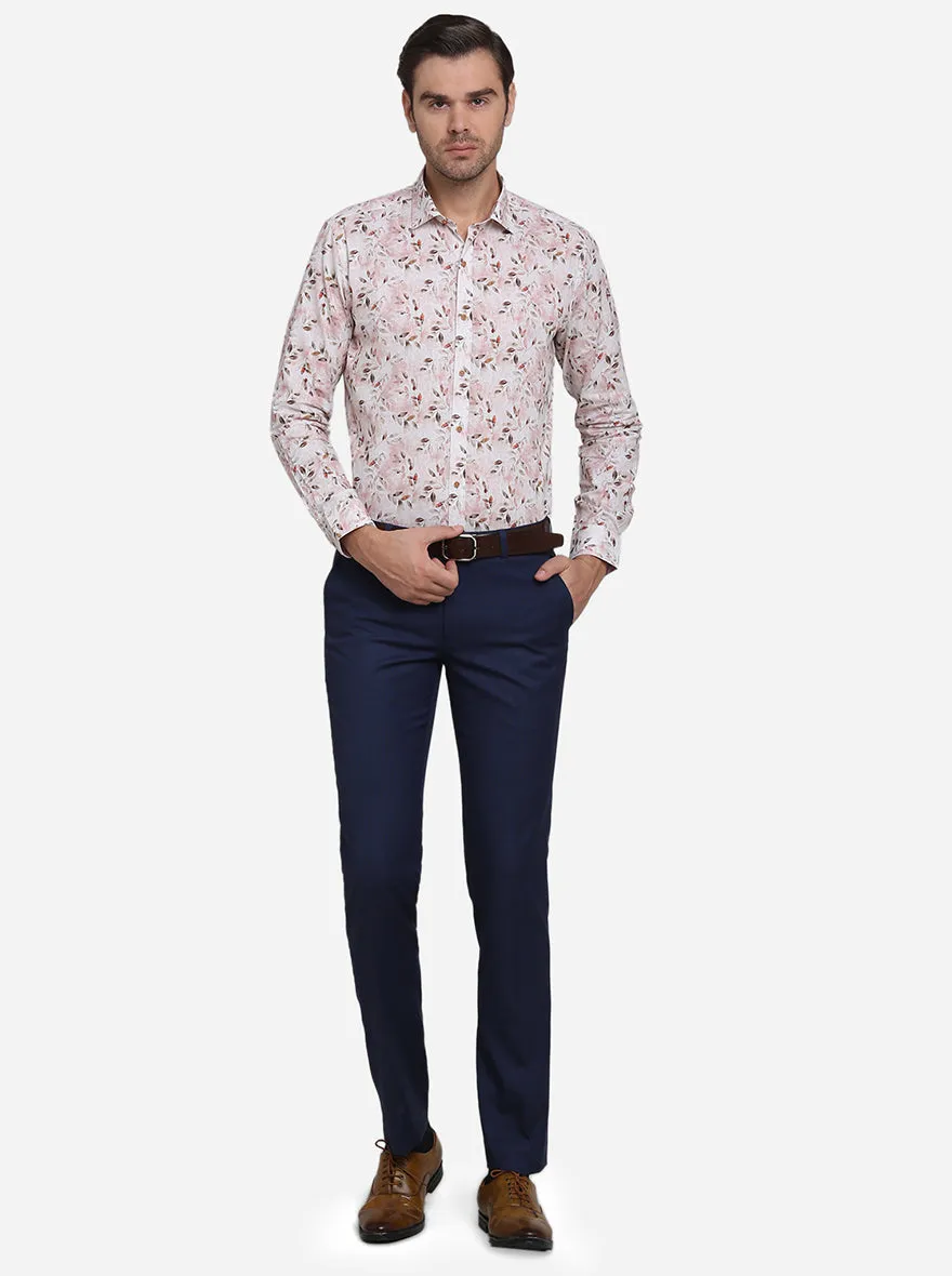 Ice Pink Printed Slim Fit Party Wear Shirt | JB Studio