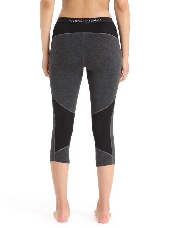 Icebreaker 260 Zone 3/4 Thermal Women's Leggings - Jet Heather/Black