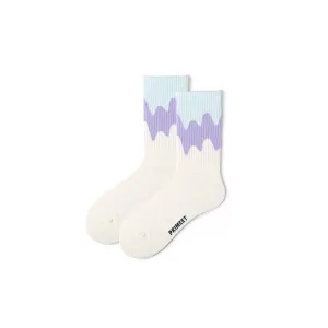 Icecream Gradient All-season Women White Crew Socks