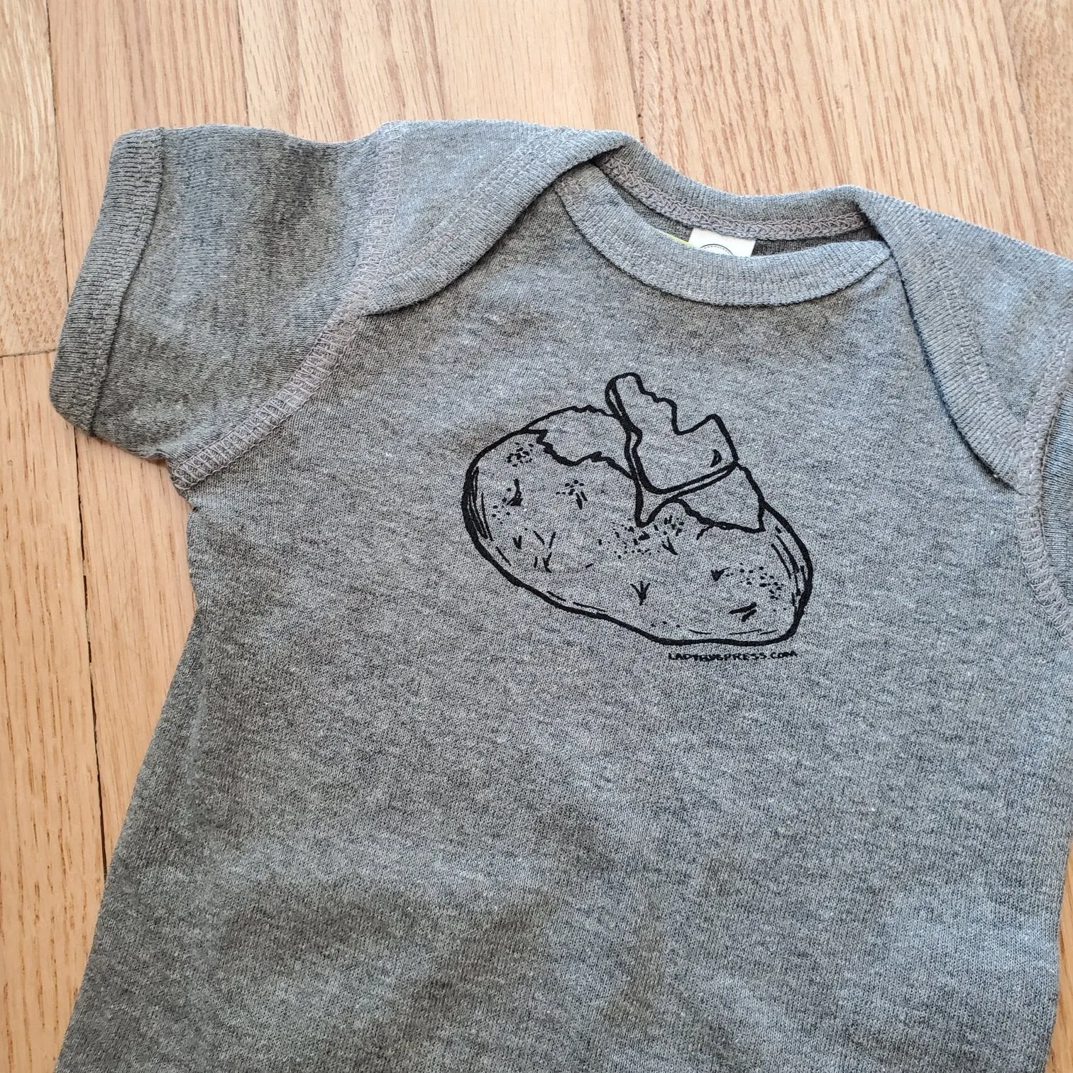 Idaho Spud Onesie, eco-friendly waterbased inks