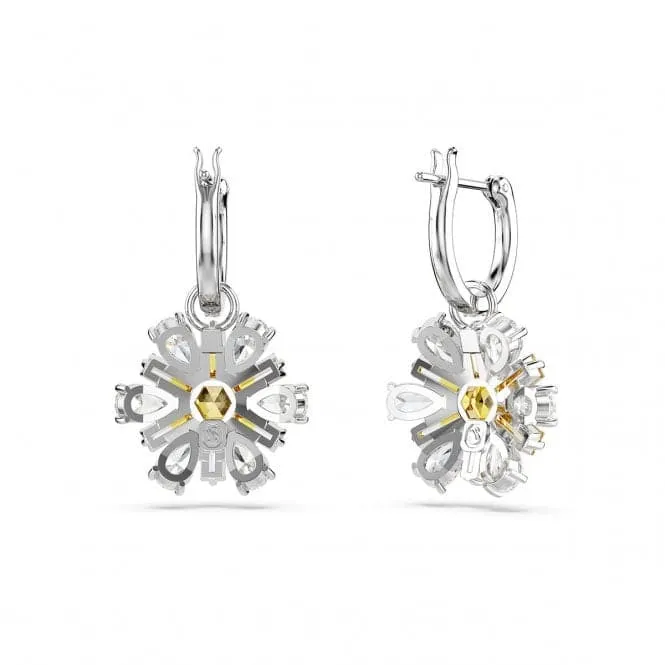 Idyllia Yellow Rhodium Plated Flower Drop Earrings 5683243