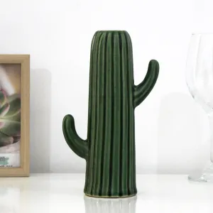 IKBOE Porcel Cactus Ceramic Vase for Minimalistic & Contemporary Home Decor | Centerpiece | Showpiece | Flower Vase | Vase for Pampas Grass | 8 Inches (Medium, 1)