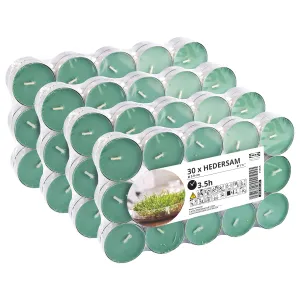 Ikea HEDERSAM Fresh Grass & Herbs Scented Tealight Candles, Light Green, 3.5 Hours - Set of 120, 3.8cm