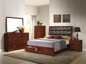 Ilana Brown PU & Brown Cherry Queen Bed