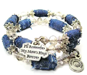 I'll Remember My Mom's Hug's Forever Blue Jean Beaded Wrap Bracelet