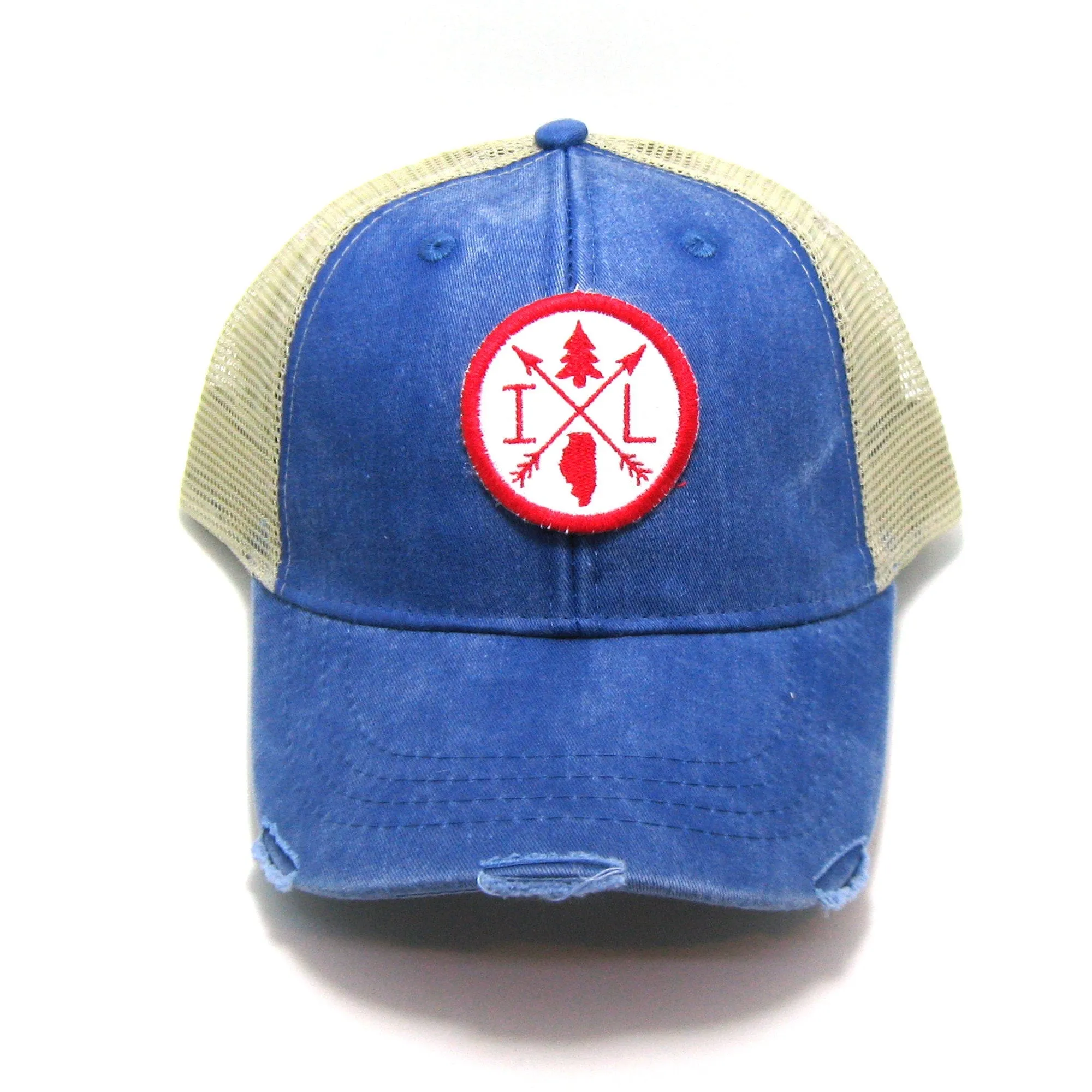 Illinois Hat - Distressed Snapback Trucker Hat - Illinois Arrow Compass