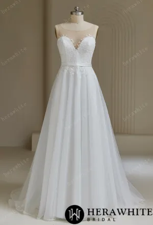 Illusion Neckline A-Line Wedding Dress