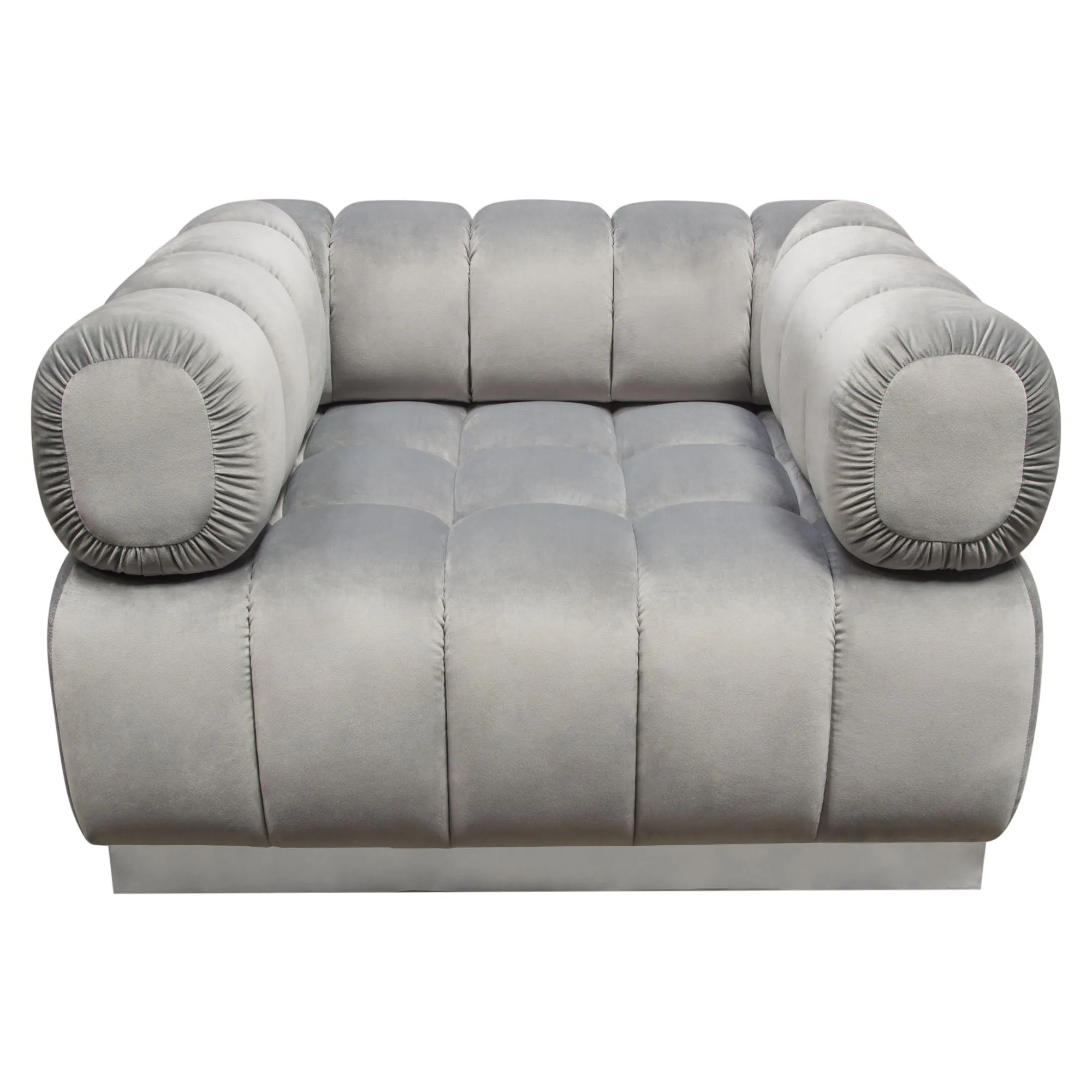 Image Low Profile Chair in Platinum Grey Velvet w/ Brushed Silver Base by Diamond Sofa