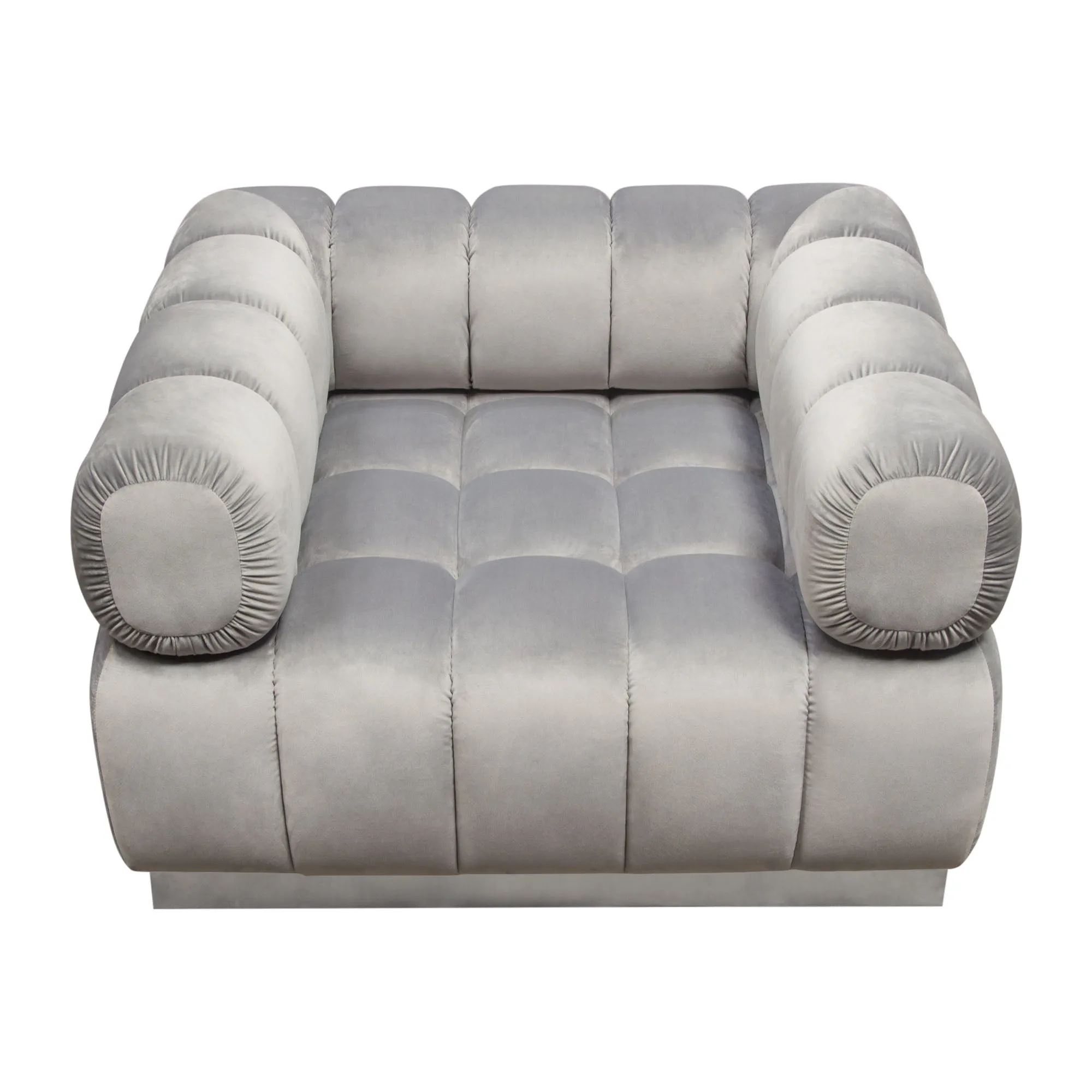 Image Low Profile Chair in Platinum Grey Velvet w/ Brushed Silver Base by Diamond Sofa