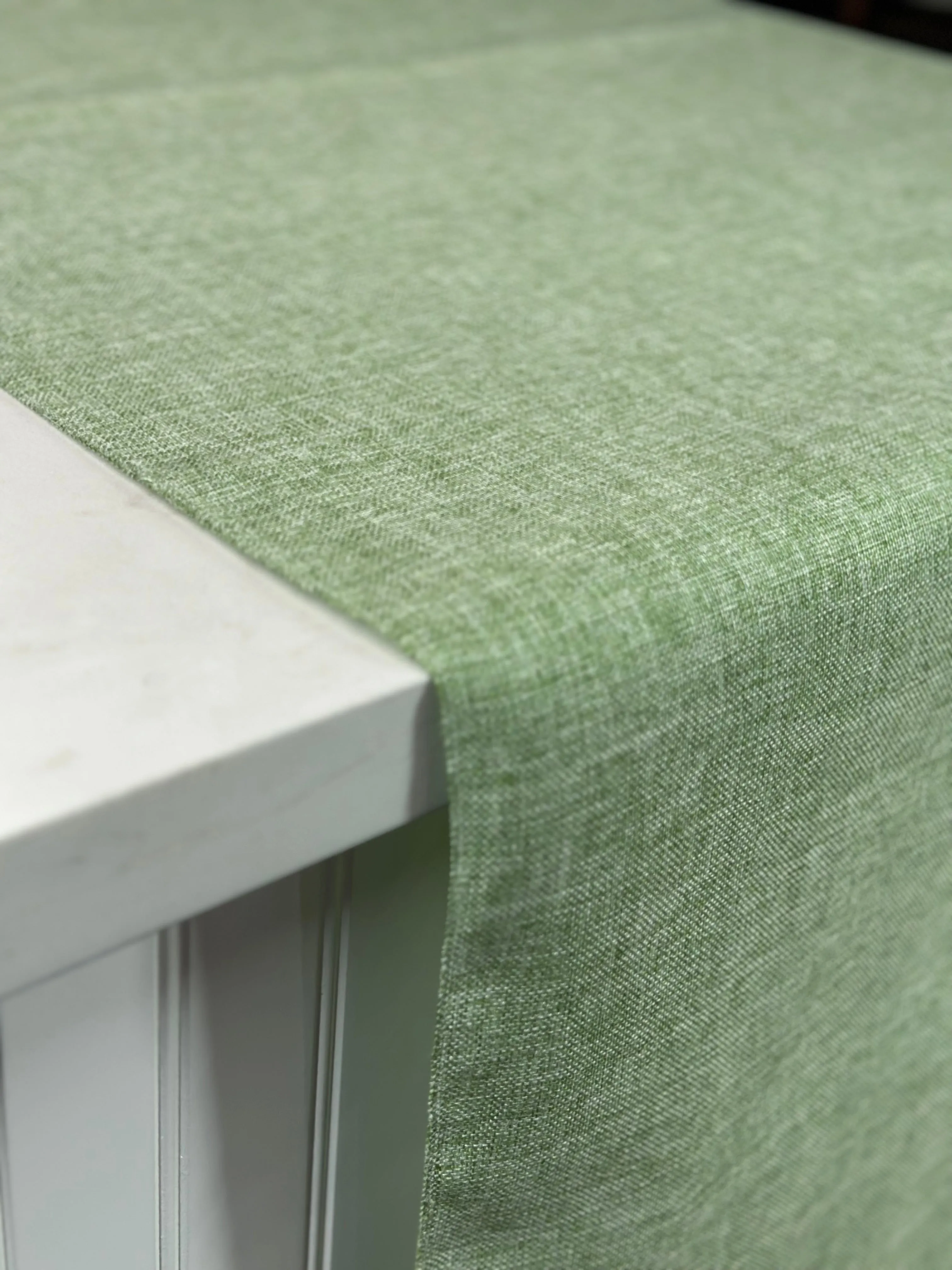 Imitation Burlap Table Linen in Sage