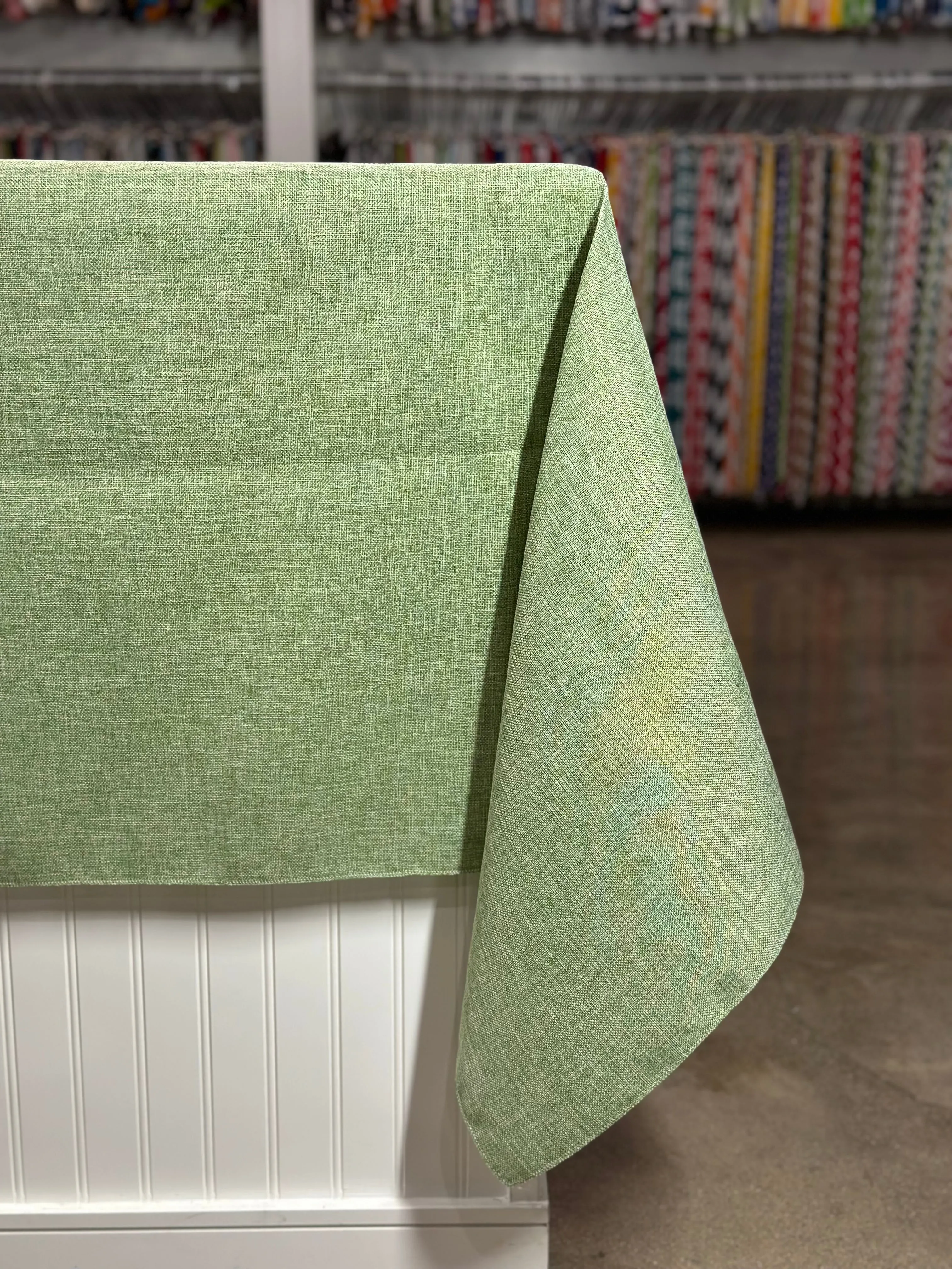 Imitation Burlap Table Linen in Sage