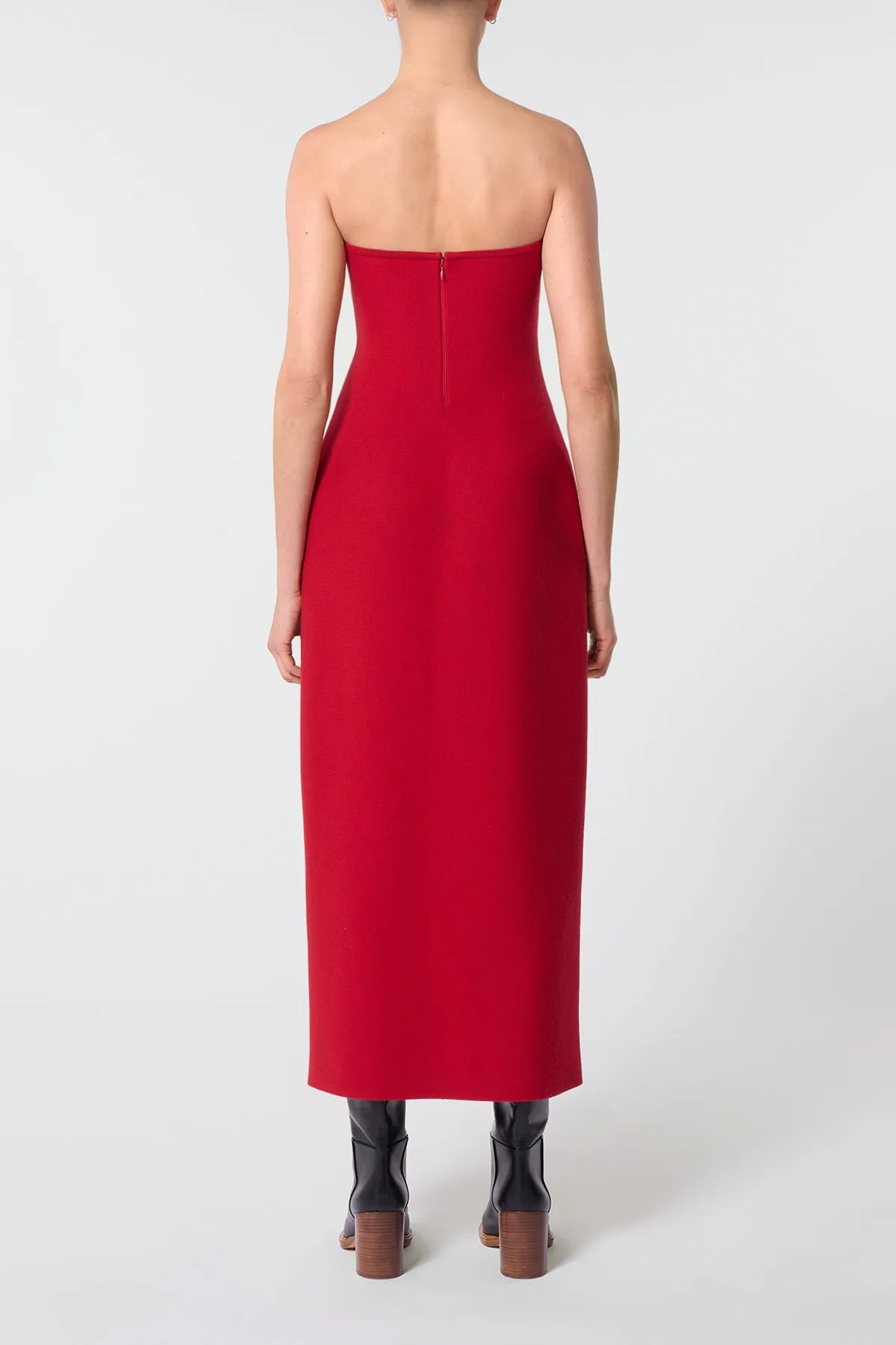 Immanuel Knit Maxi Dress in Scarlet Red Merino Wool