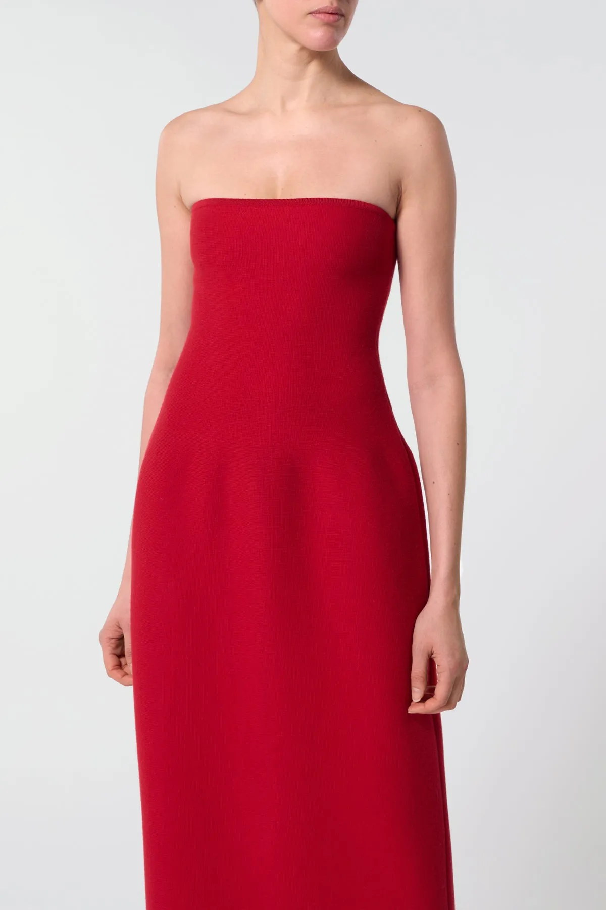 Immanuel Knit Maxi Dress in Scarlet Red Merino Wool