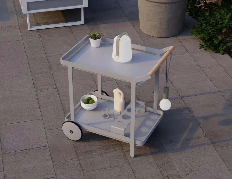 Imola Outdoor Bar Cart - Matt Silver Grey