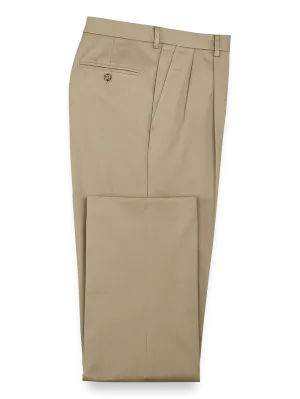 Impeccable Cotton Chino Pleated Pants - Khaki