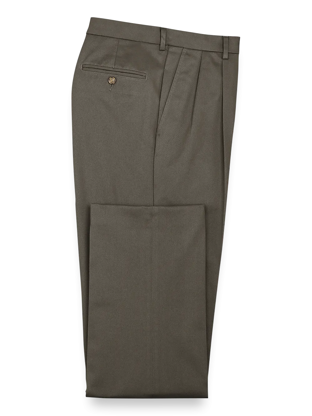 Impeccable Cotton Chino Pleated Pants - Slate Brown