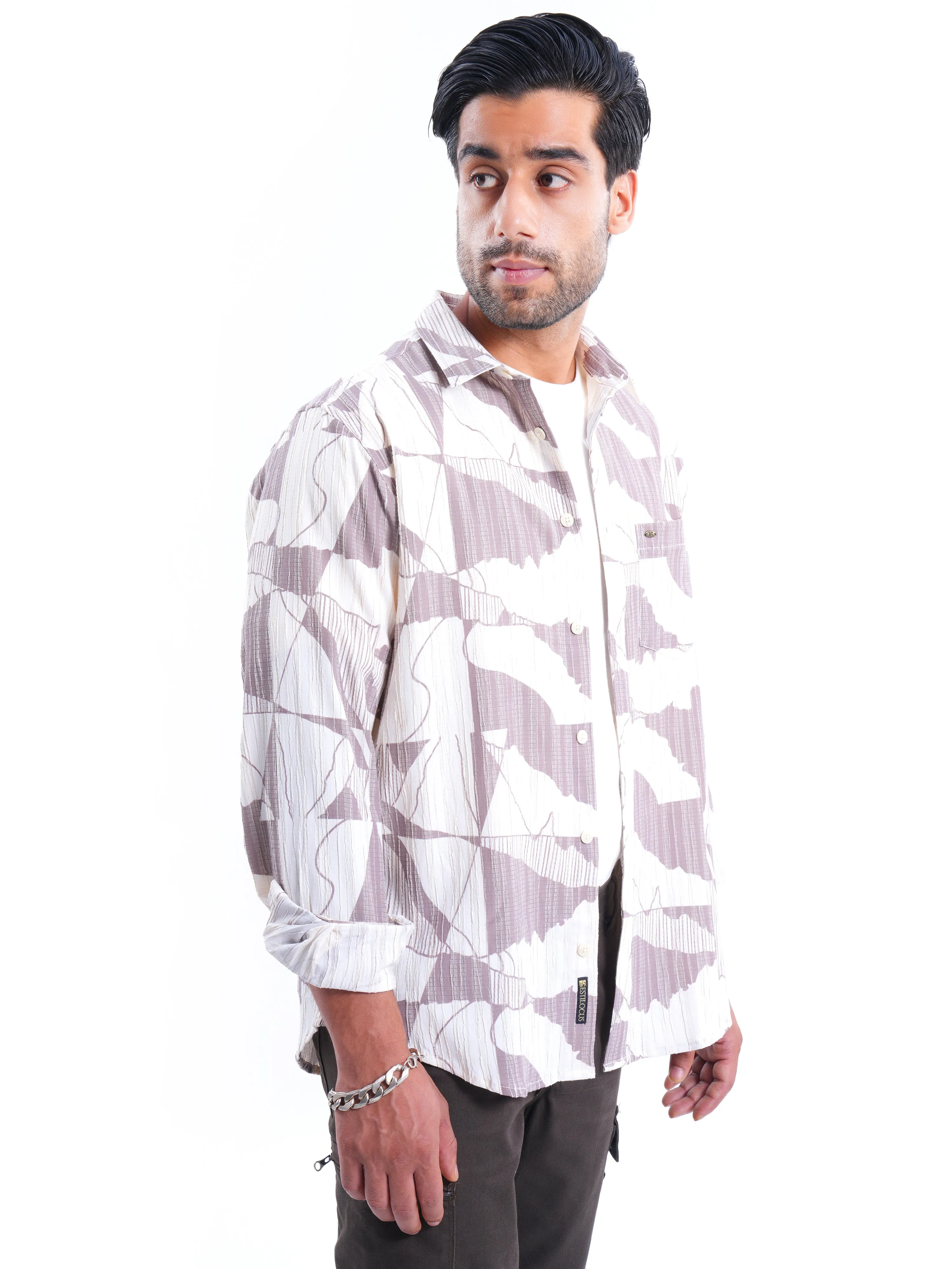 Imperial Topiaz White Ribbed Casual Shirt