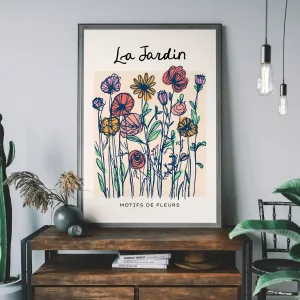 Impresión ilustrativa abstracta de las flores del jardín: 19 ¾ x 27 ½ in | 50x70 cm / Mate