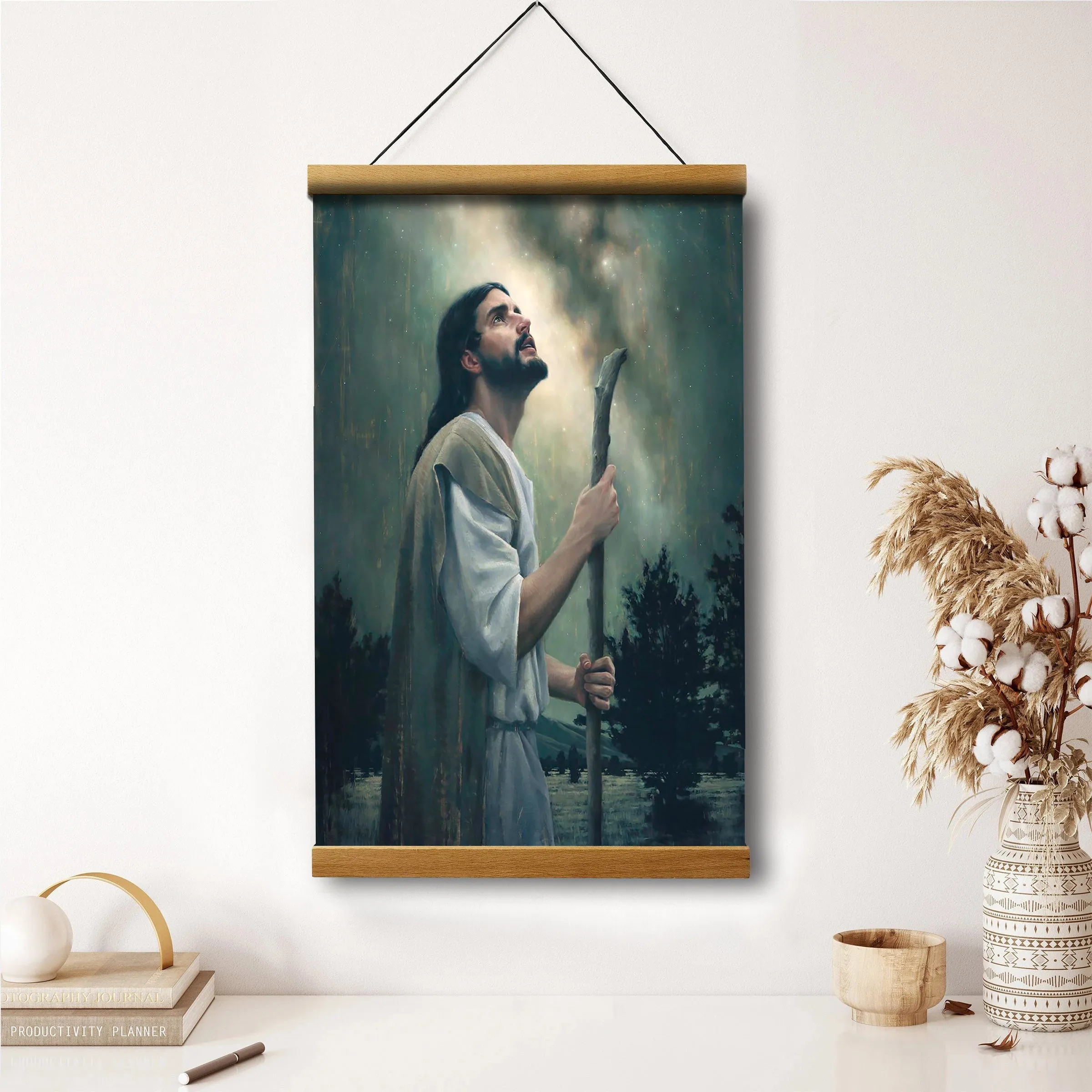 In Awe Of His Creations Hanging Canvas Wall Art - Jesus Picture - Jesus Portrait Canvas - Religious Canvas