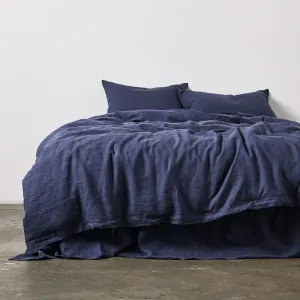 in bed | linen duvet cover | queen | midnight blue - LC