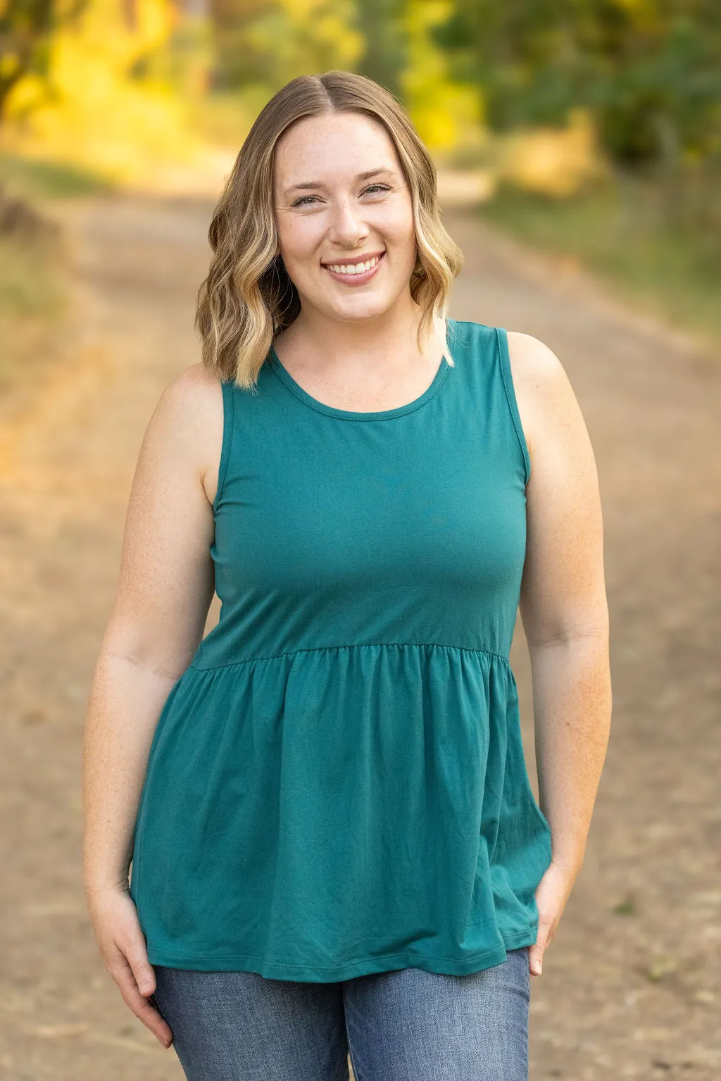 IN STOCK Renee Ruffle Tank - Teal FINAL SALE