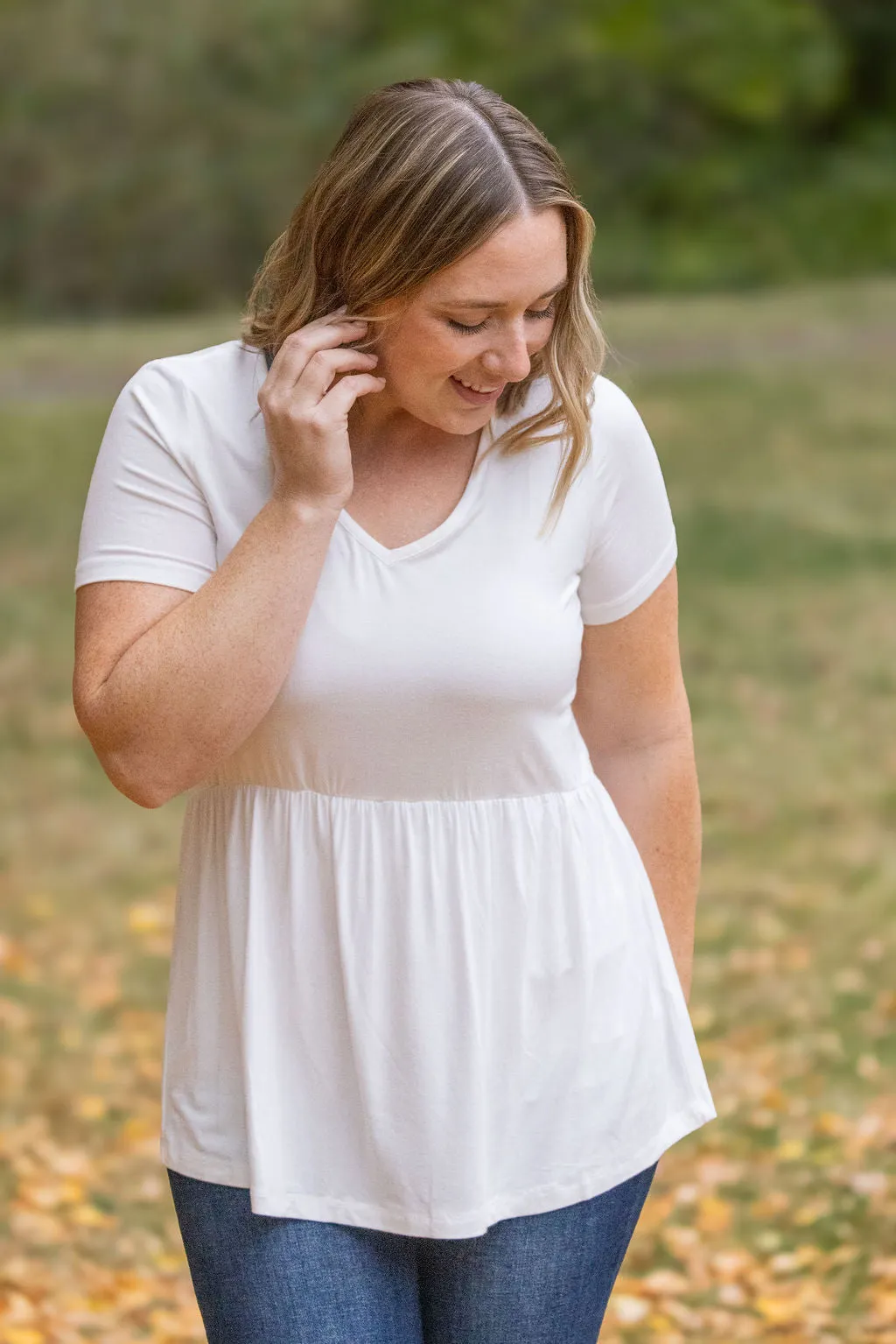 IN STOCK Sarah Ruffle Short Sleeve - Ivory | Women's Top