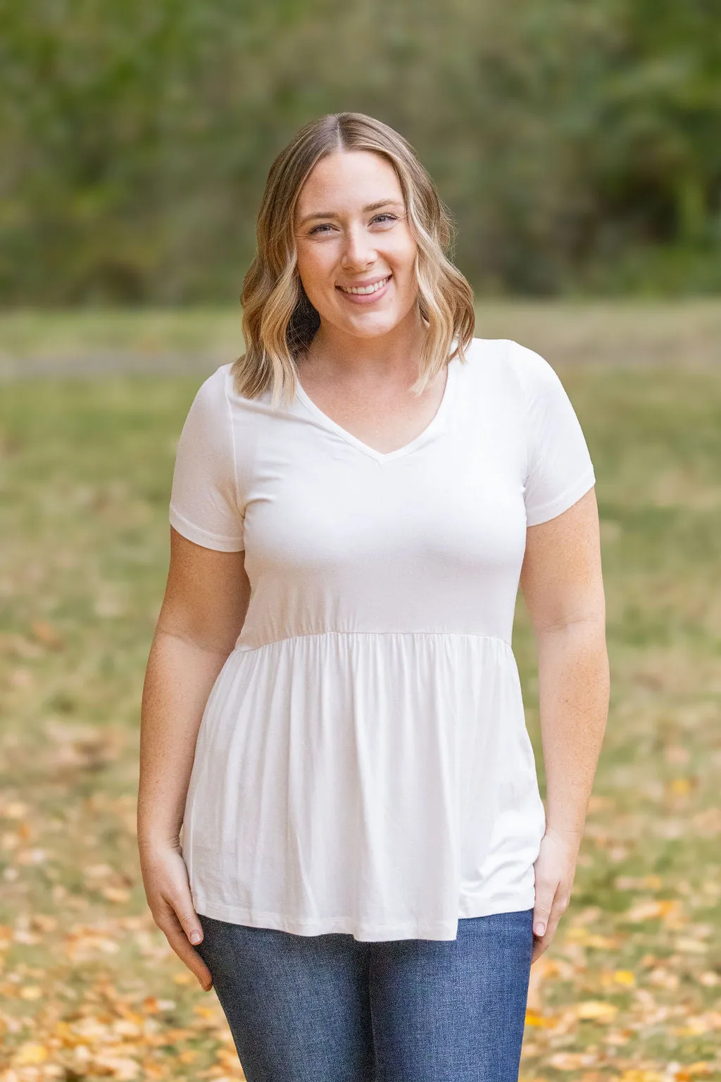 IN STOCK Sarah Ruffle Short Sleeve - Ivory | Women's Top