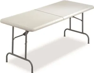 Indestructable Too Bifold Resin Folding Table 60W X 30D X 29H Platinum