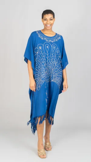 India Blue 9206006 Print Fringe Kaftan