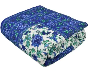 Indiafab Textiles Jaipuri Razai Rajasthani Traditional Single Bed Reversible Flower Printed Pure Cotton Soft Light Weight Winter and Summer Rajai Ac Quilt Rajai/Quilt/Blanket/Dohar/Blanket