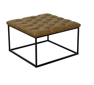 Indian Decor. 38385 Classic Square Tufted Compact Coffee Table Ottoman, (700 mm x 700 mm x 450 mm) / Center Table/Side Table/End Table - Brown Cushion