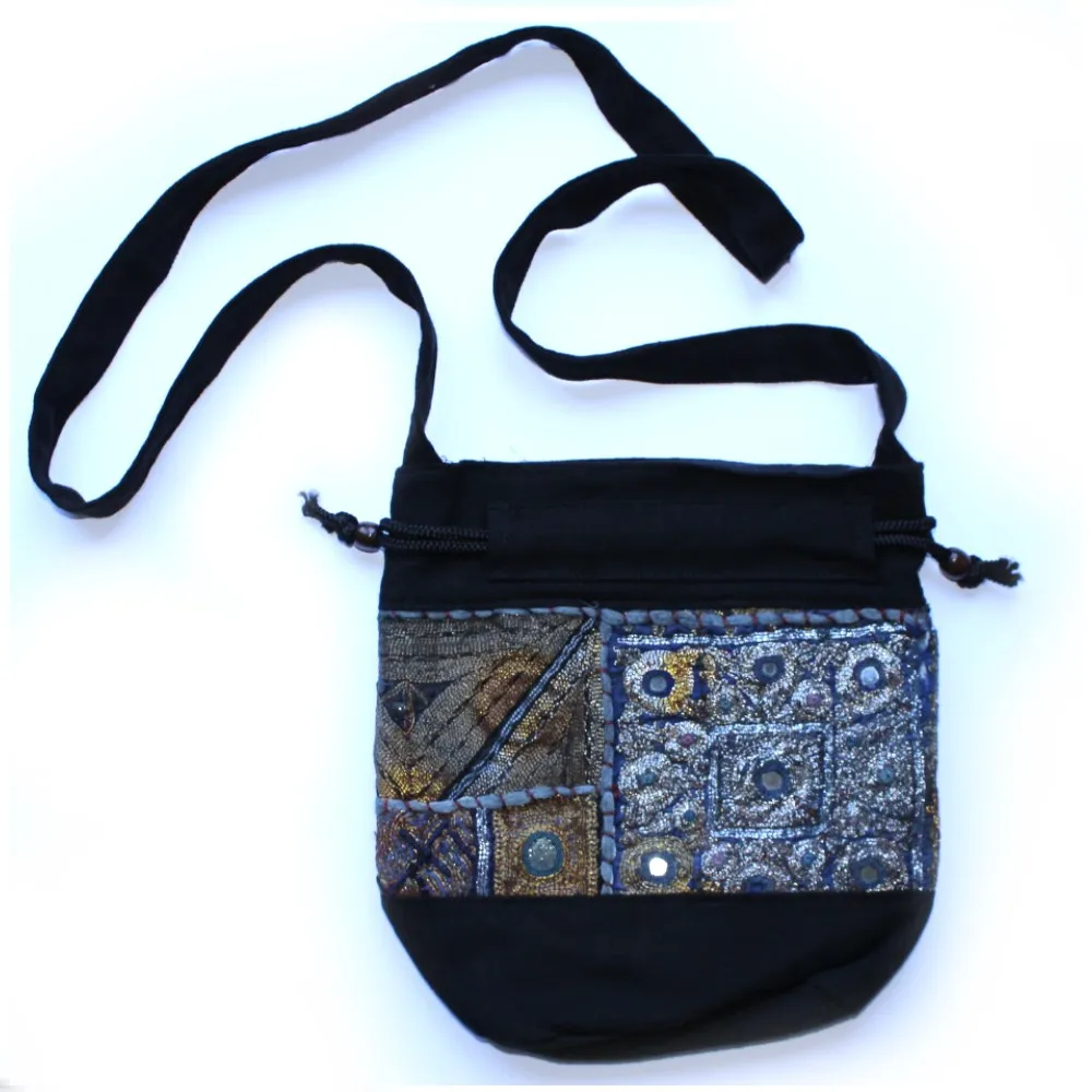 indian embroidered zari fabric bag