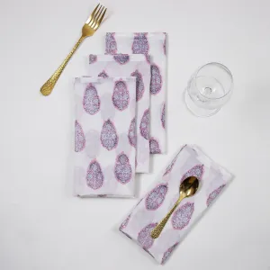 Indian Hand Block Soft Pink Cotton Kitchen Napkins