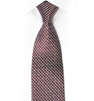 Indian Homme Men's Silk Rhinestone Necktie Silver Burgundy Stripes With Silver Sparkles