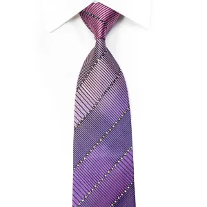 Indian Leaders Men's Rhinestone Necktie Stripes On Purple With Sparkles