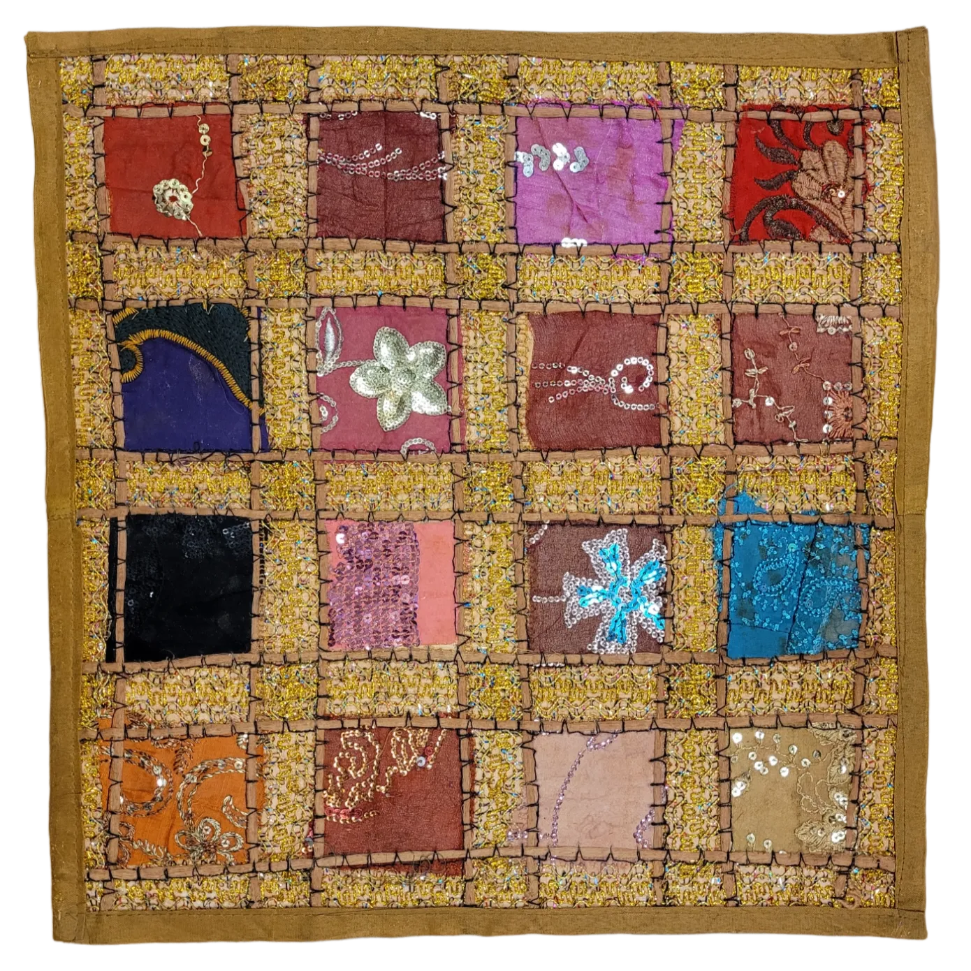 Indian Sari Tile Cushion Cover - Choice of Colours