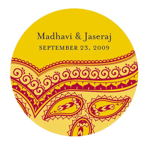 Indian Theme Stickers Yellow Pattern