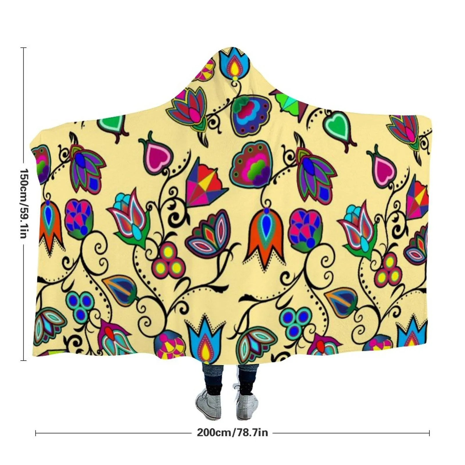 Indigenous Paisley Vanilla Hooded Blanket