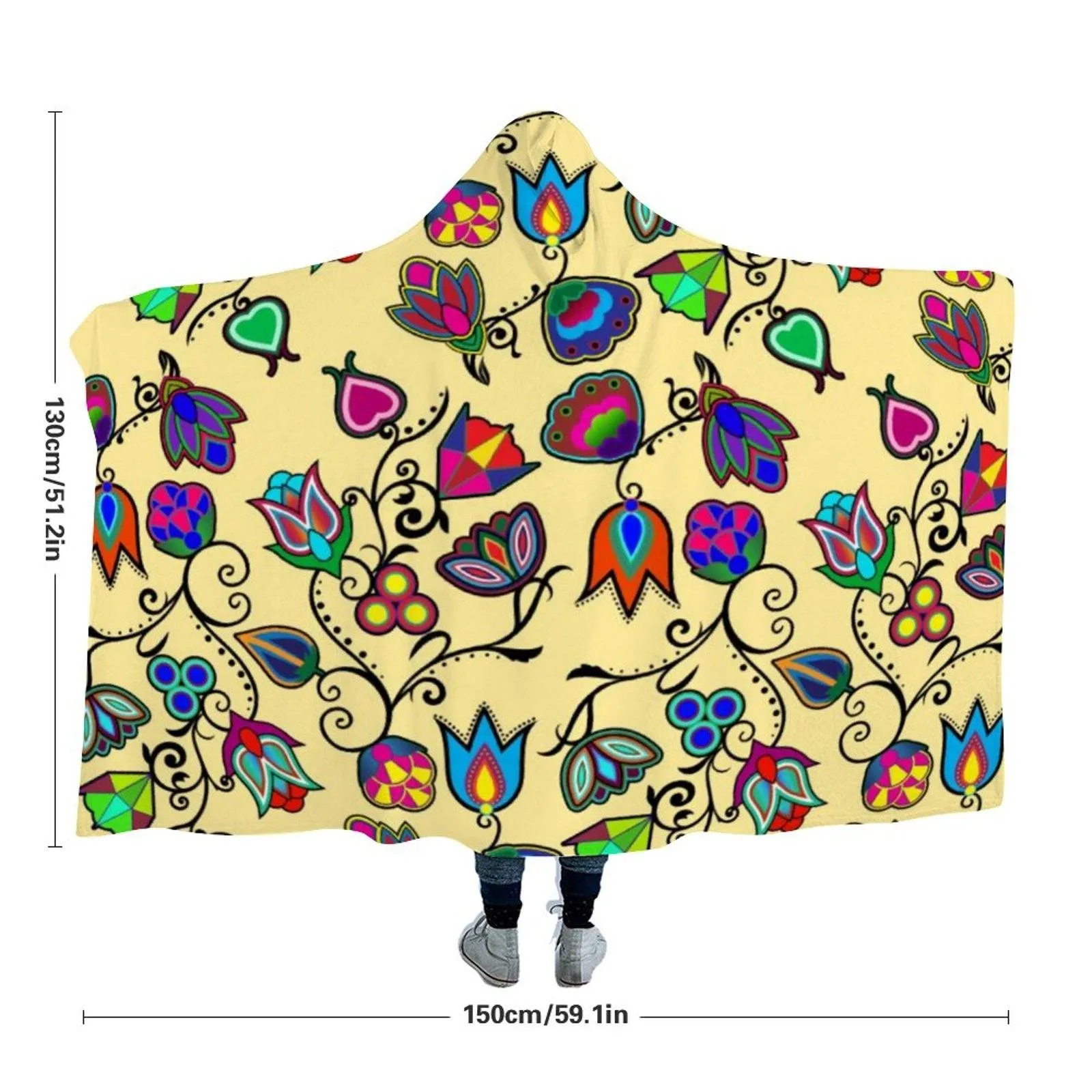 Indigenous Paisley Vanilla Hooded Blanket