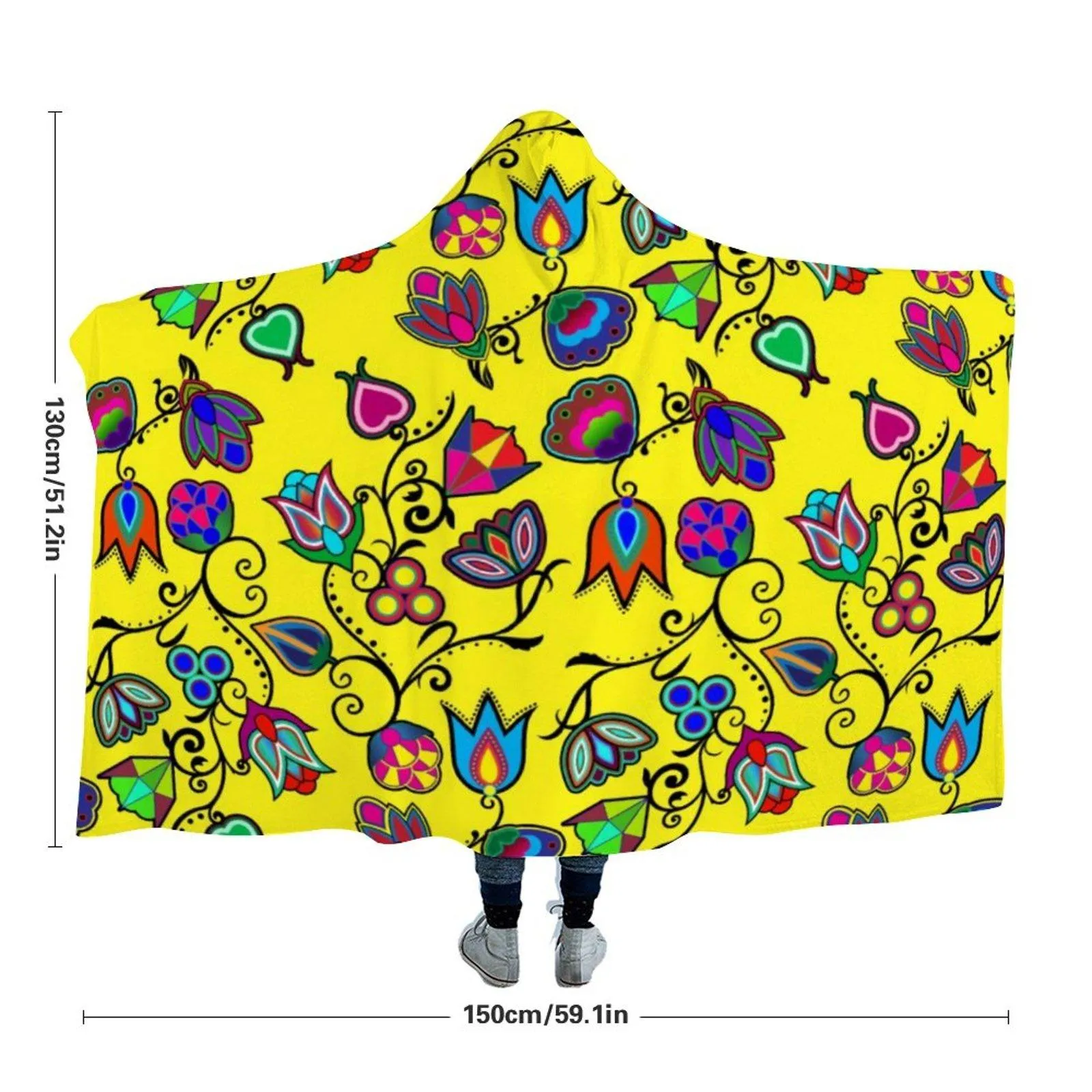 Indigenous Paisley Yellow Hooded Blanket