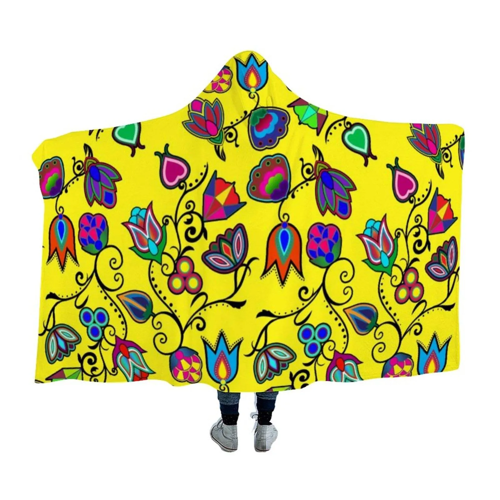 Indigenous Paisley Yellow Hooded Blanket