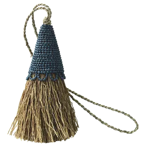 Indigo Beaded Vetiver Tassel