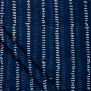 Indigo Block Striped Print Fabric