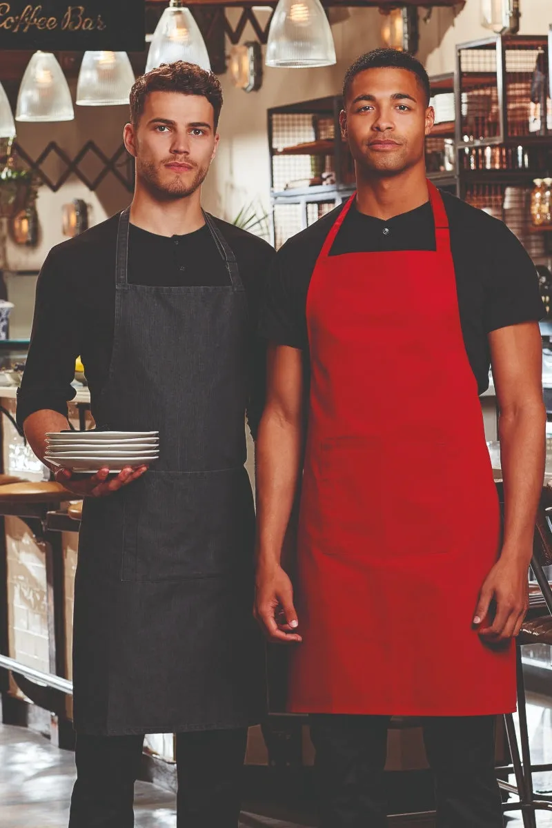 Indigo Denim Sustainable Bib Apron (1 Pocket w/ Pencil Divide)